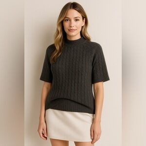 Vintage Cashmere Silk Funnel Neck Sweater Top Talbots Preppy Old Money Large